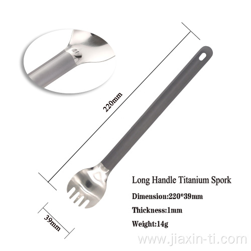 Ultralight Reusable Outdoor Gear Long Handle Titanium Spork